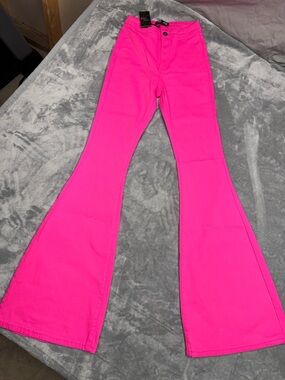 NWT Hot Pink Bell Bottom Stretch Pants